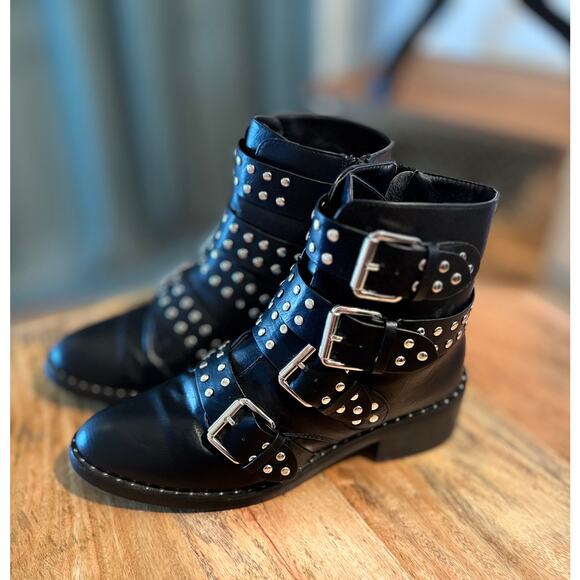 MOSSIMO SUPPLY CO. 4 Buckle Studded Witch Booties - Picture 1 of 6
